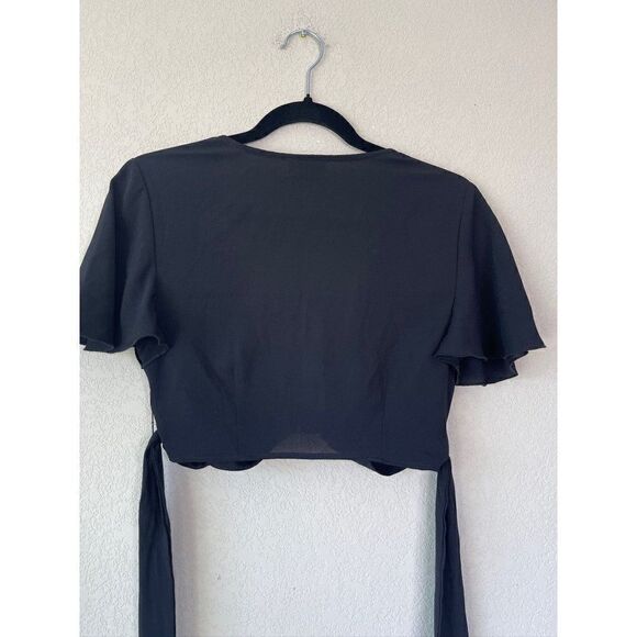 NWT! Show Me Your Mumu Black Wrap Crop Top Size Small - Picture 3 of 6